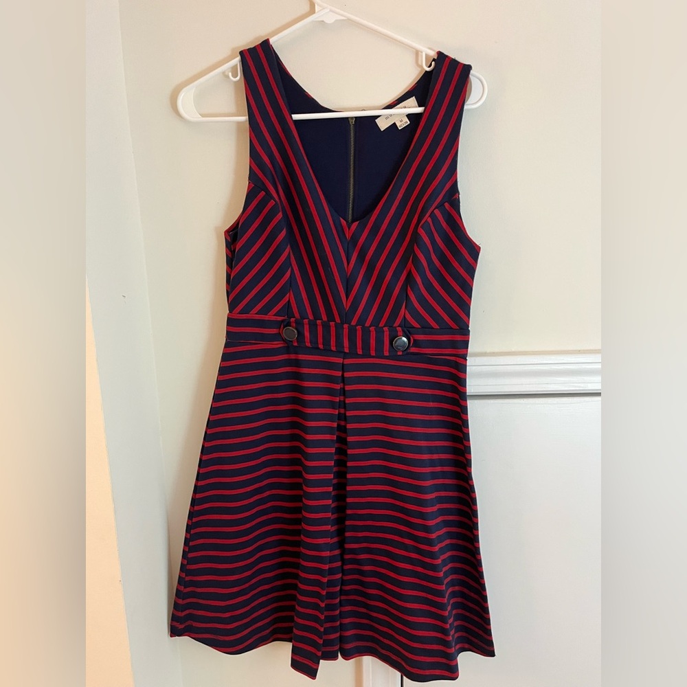 Blue and red stripe monteau medium dress